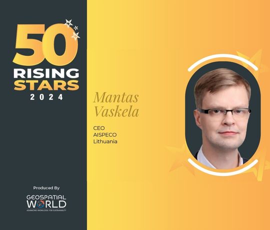 Mantas Vaskela, has been honored as one of the Top 50 Geospatial World Rising Stars