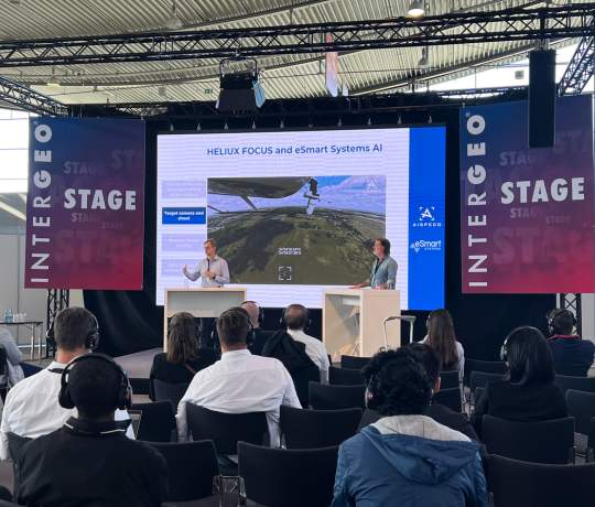 AISPECO, together with eSmart SYSTEMS, gave a presentation at the INTERGEO 2024 exhibition titled "AI-Powered Gimbaled System for Aerial Data Collection."